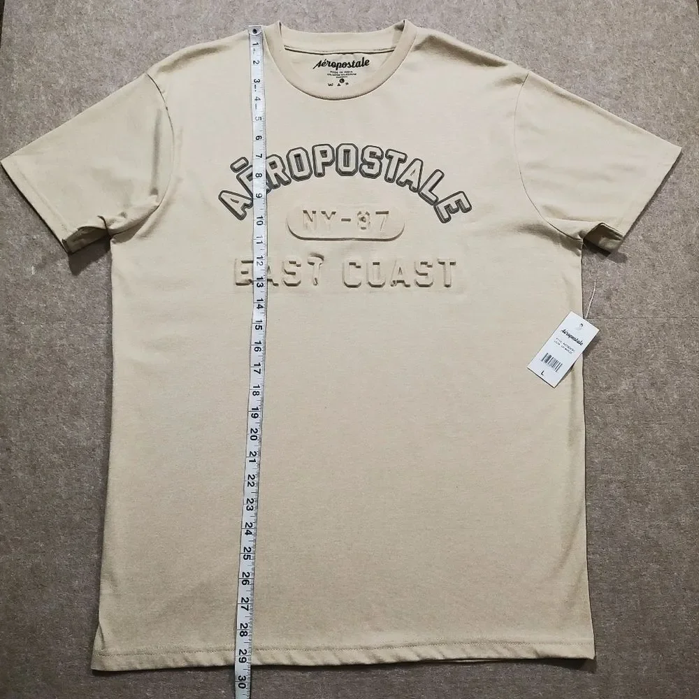 Aeropostale Textured Logo Tan Short Sleeve T-Shirt Mens #7